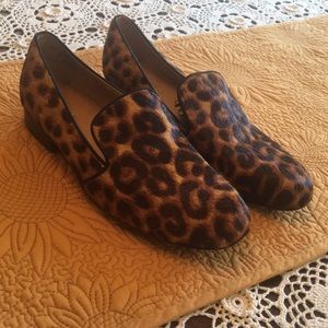 Nine West leopard print calf hair loafers sz 7 1/2